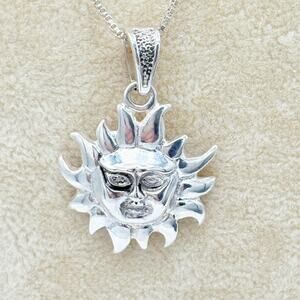 Mexican Sterling Silver Sun Pendant • Mexico 6611 925 • Circa 1990s